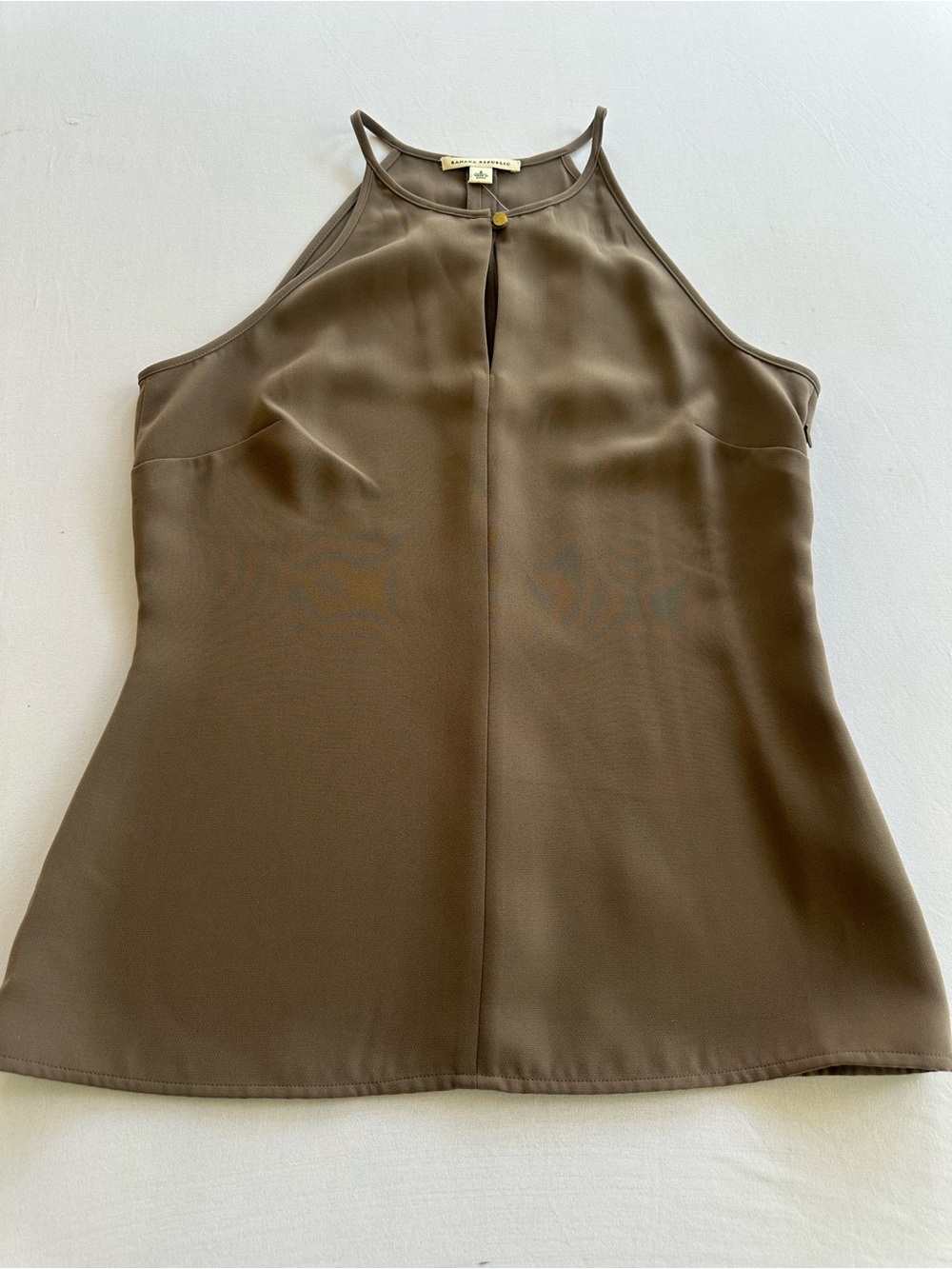 Banana Republic Olive-Taupe Halter Shell keyhole front tailored Top Size 6 NWT